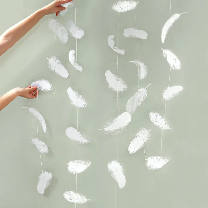 Комплект из 2 предметов чистого белого цвета Пластиковые перья строку цепи