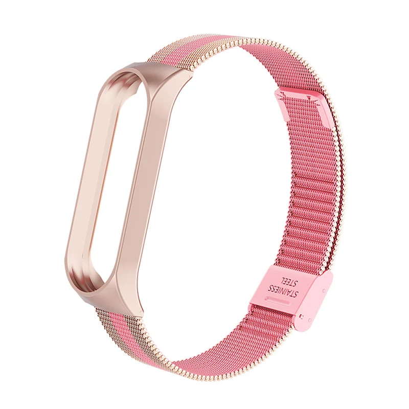 Buckle pink Металлический ремешок, умный браслет на запястье, браслет для Xiaomi mi, 3, 4, ремешок, браслет, магнит, нержавеющая сталь, mi Band 4, 3, ремешок на запястье, Z2 - Цвет: Buckle pink