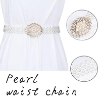 1pc 6 types pearl belt crystal decorative metal buckle flexible strap dress waist chain for elegant women ladies