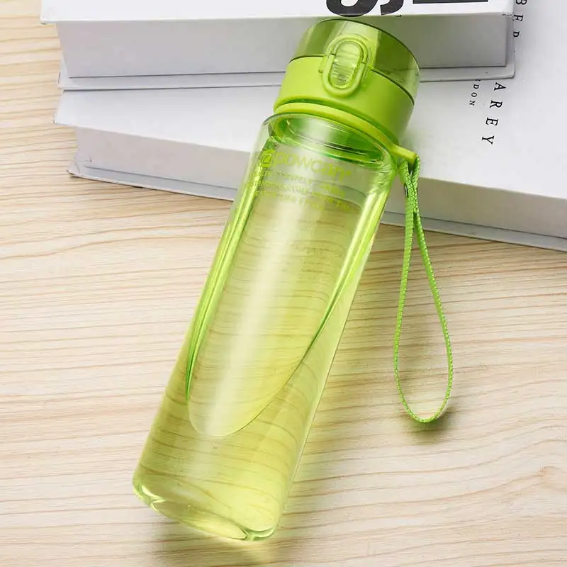 Green transparent Пластиковые бутылки для воды, для путешествий, чая, молока, протеина, кофе, чайник, взрывозащищенный и герметичный, для спорта, путешествия, чашка, многоразовые - Цвет: Green transparent