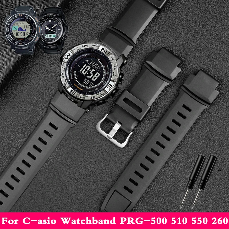 

For C-asio Watchband PRW-2500/3500 PRG-500 510 550 260 280 250 Silicone Watch Strap Protrek Sports Watch Band 18mm
