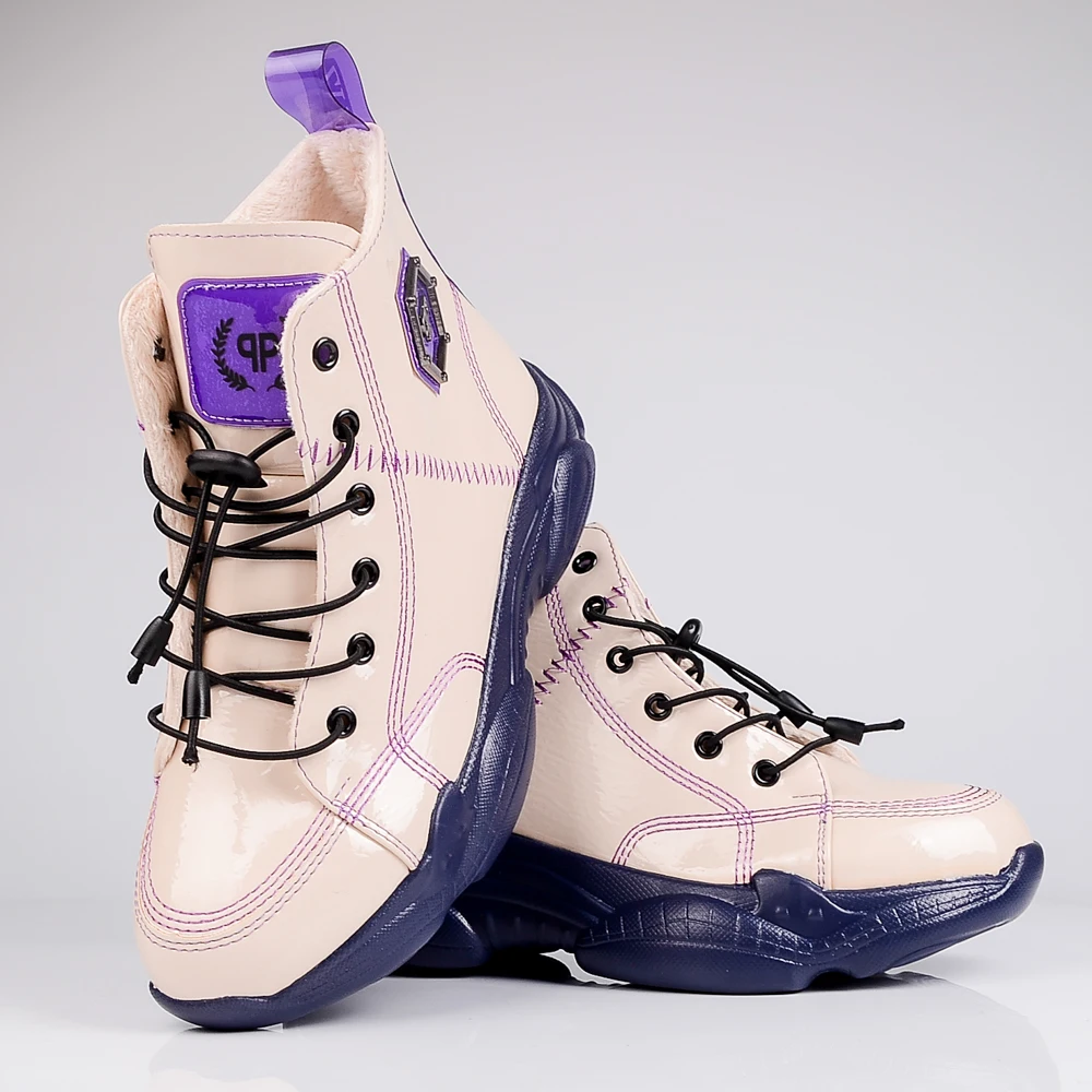 Черно-белые высокие кроссовки из лакированной кожи женская повседневная обувь