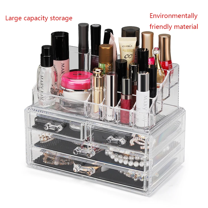 Акриловый портативный прозрачный органайзер для макияжа ящик хранения