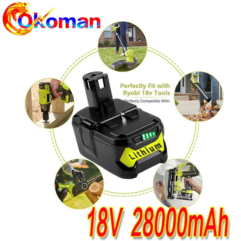 Новый литий ионный аккумулятор высокой емкости 18 в 28000 мАч для Ryobi Hot P108 RB18L40