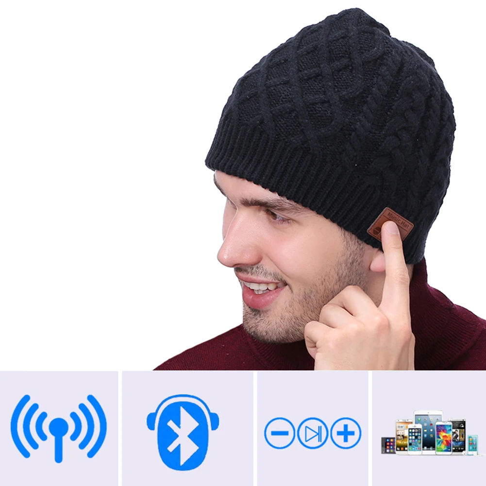 Шапка бини с Bluetooth наушниками и микрофоном|Мужская Skullies & шапочки| |