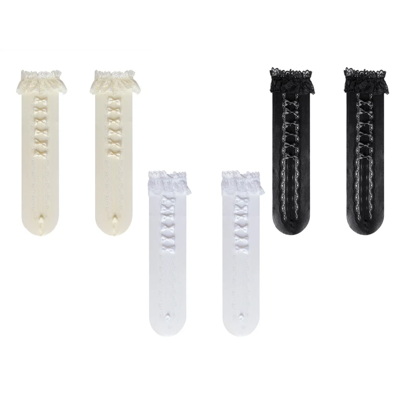 

2022 New Women Lolita Calf Stockings Sweet Ruffle Lace Stocking Bowknots Knee High Long Socks Anime Maid Cosplay Clothing