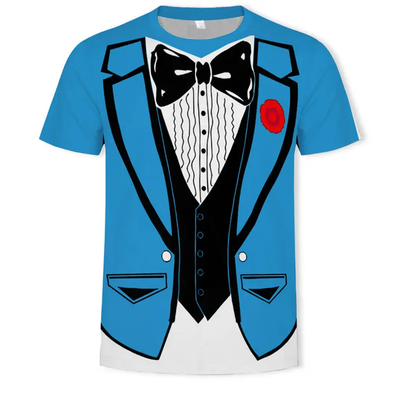 

2021 Hot Cheap Men T-shirt Tuxedo T Shirts 3D Print Funny Top Tees Short Sleeve Camisetas Summer Tshirt Plus Size S-6XL