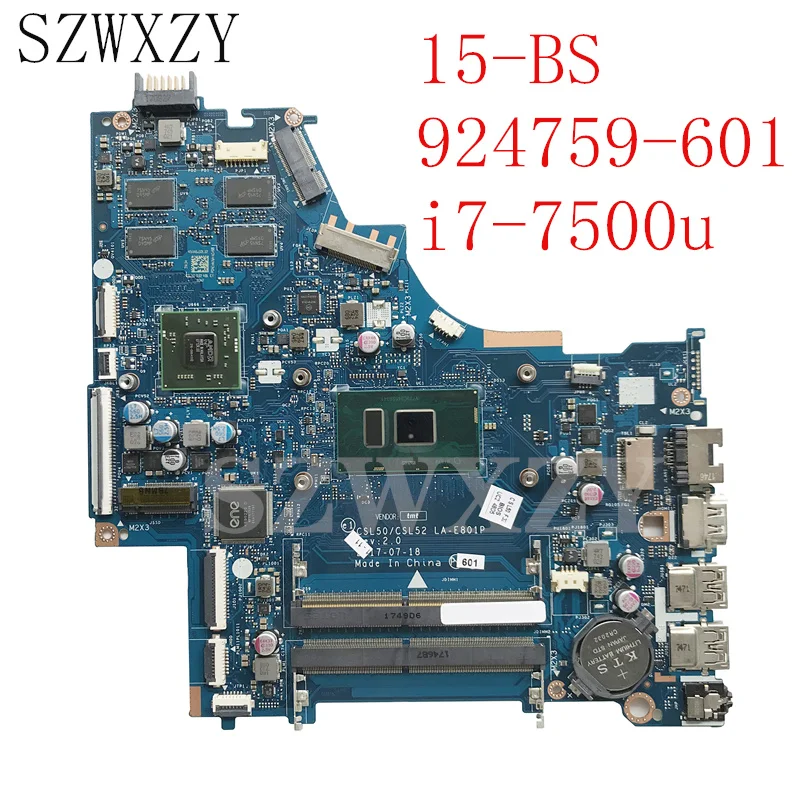 SZWXZY для HP 15 BS материнская плата портативного компьютера с SR341 I7 7500U/Процессор 924759