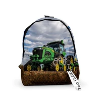 fashion tractor pattern school bags travel bags boys girls cute small bag 3d print oxford waterproof key chain notebook backpack