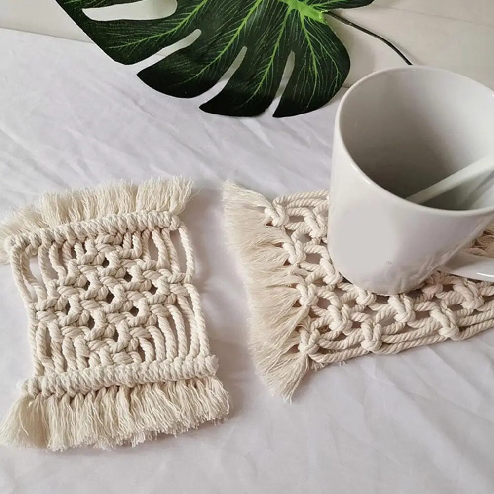 Плетеная подставка богемная скатерть маленькая ручной работы DIY настольное