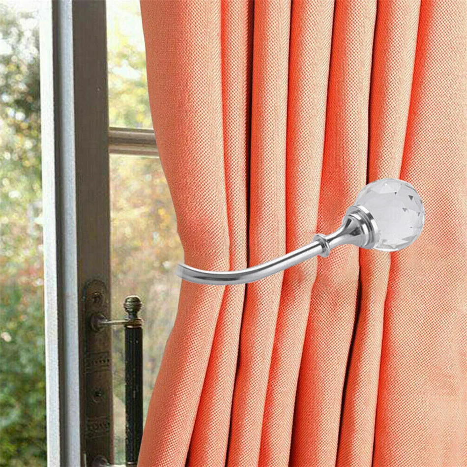 2 шт. серебристый металлический с кристаллами стеклянный занавес Holdback настенный