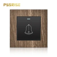 pssrise eu uk standard wall doorbell switch sounder aluminum alloy wood grain panel home door bell push button switch 8686mm