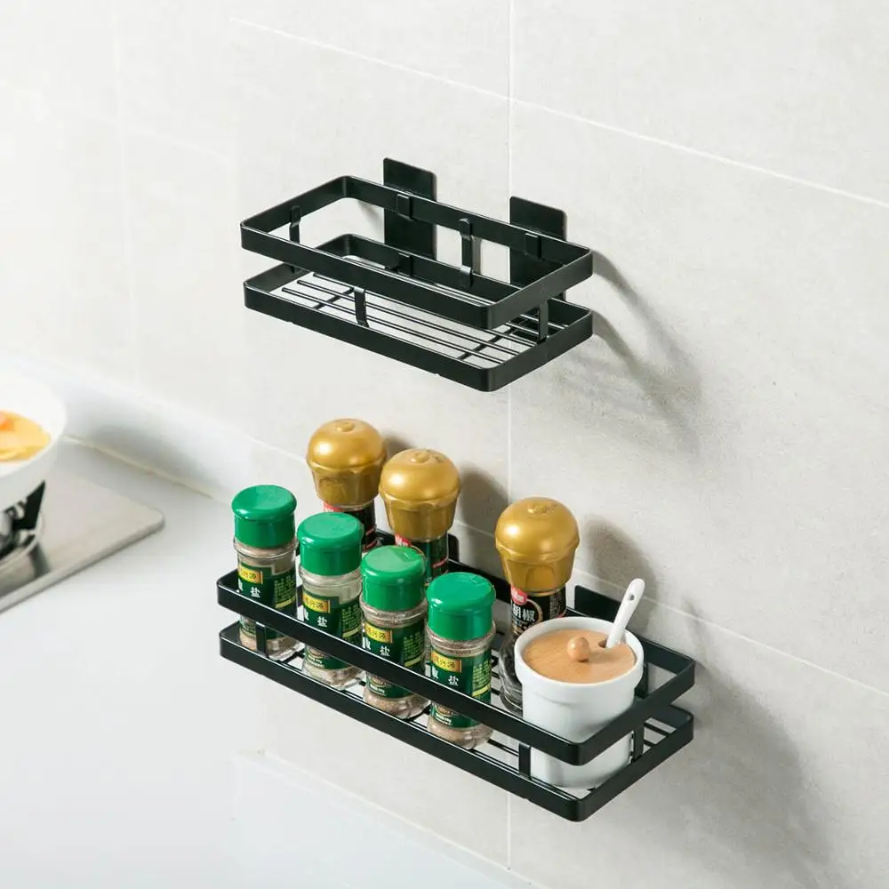 Полка для кухни из углеродистой стали настенная полка специй черная