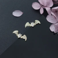 real 925 sterling silver zircon bat stud earrings for women girls