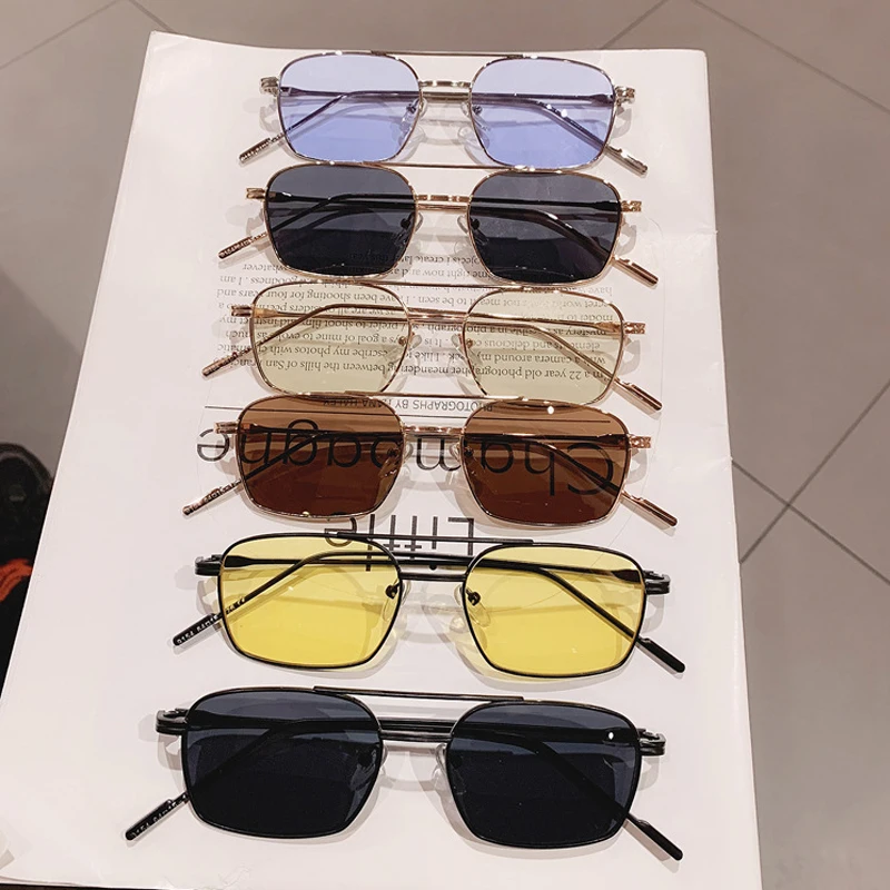 

2021 New Fashion Small Square Sunglasses Women Brand Vintage Metal Punk Sun Glasses Female Hip Hop Shades Oculos Feminino UV400
