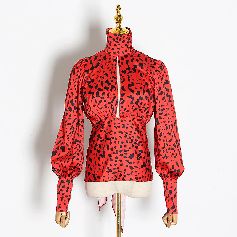 Женская блузка с высоким воротником TWOTWINSTYLE откровенная длинным рукавом и