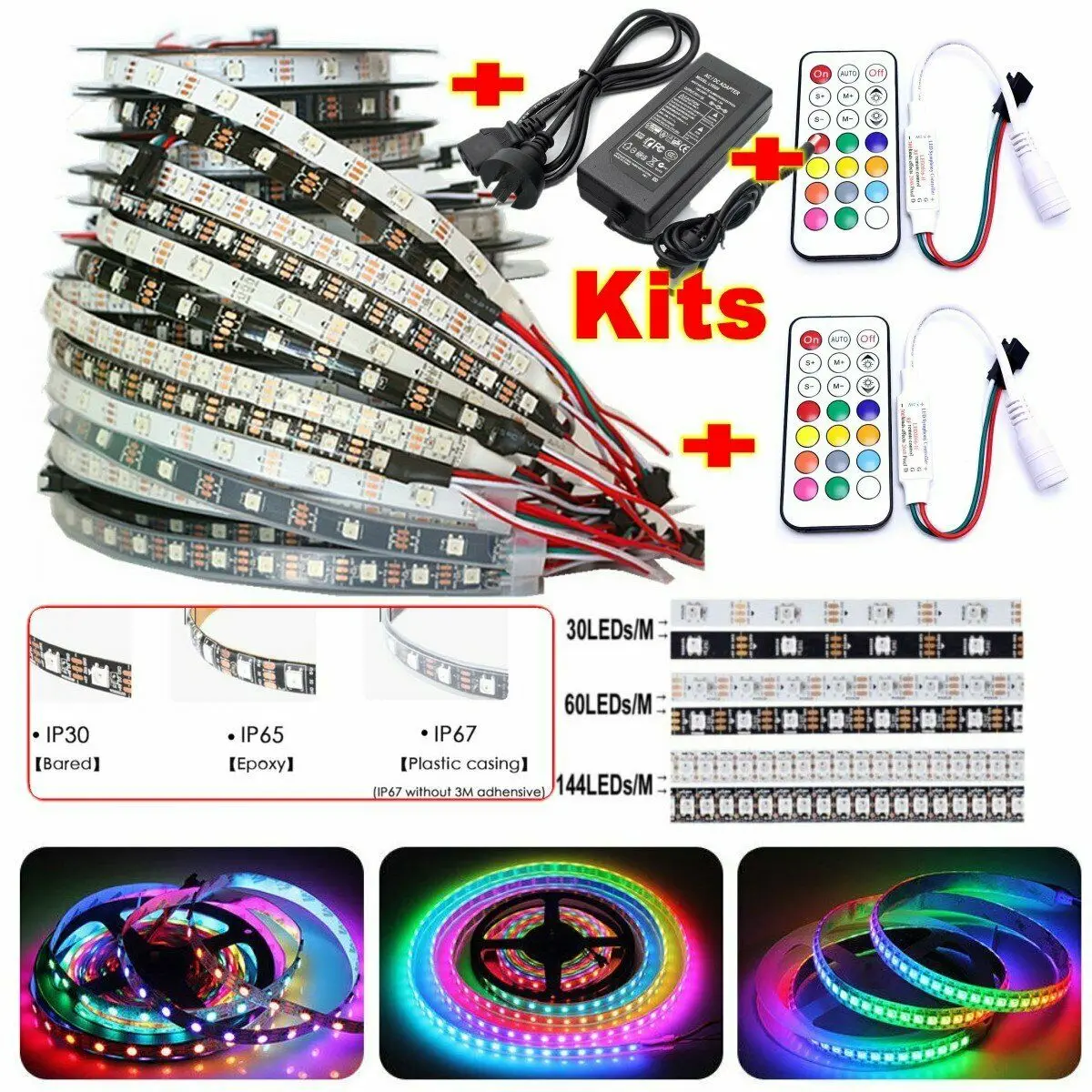 DC5V WS2812B WS2812 5050 RGB индивидуально адресуемый светодиодный фонарь с 21key RF пультом