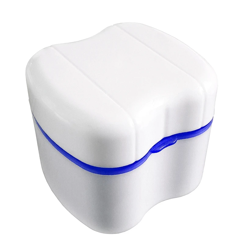 Blue Denture Box with Specially Designed Holder for Rinse Basket, Great for Dental Care, Easy to Open, Store and Retrieve - Цвет: Blue