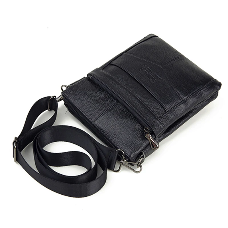 

FACTOO Men's Messenger Bag Double Zipper Large Capacity Casual Cowhide Vertical Solid Color Business Men's Shoulder Bag