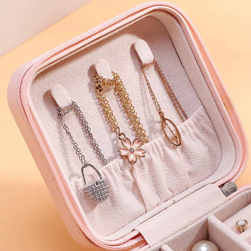 MICCK Fashion PU Leather Jewelry Storage Box Earring Ring Necklace Organizer Zipper Girl Lipstick Cosmetics Beauty Case | Дом и сад