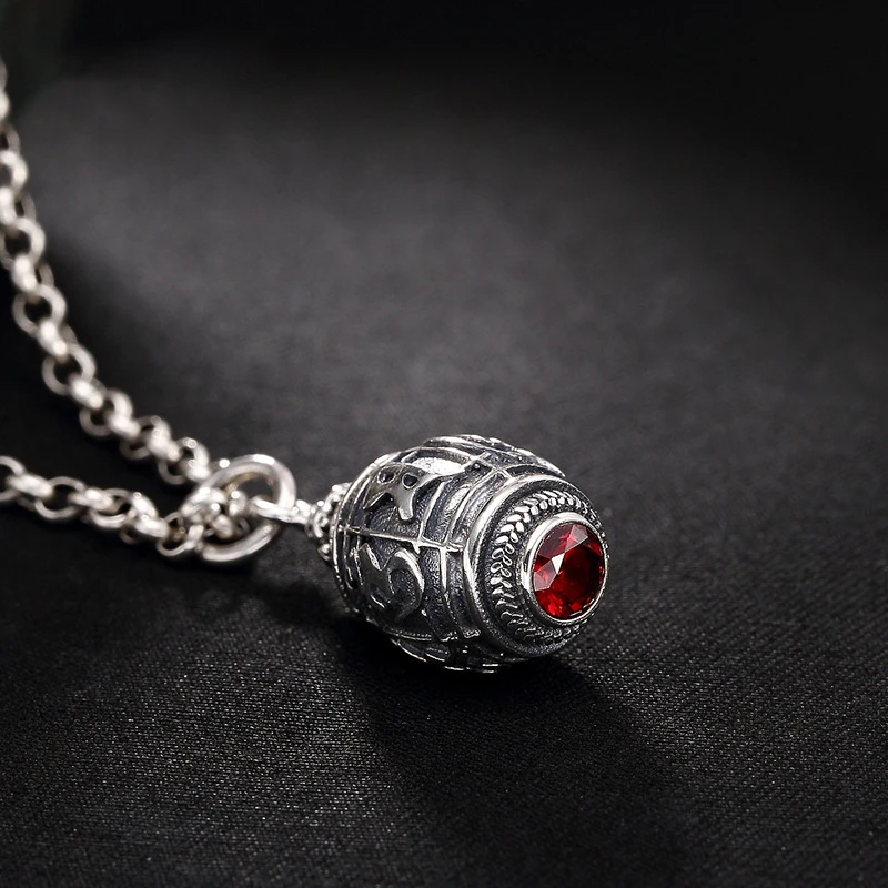 2020 винтажный кулон из стерлингового серебра 925 пробы Модный с красным