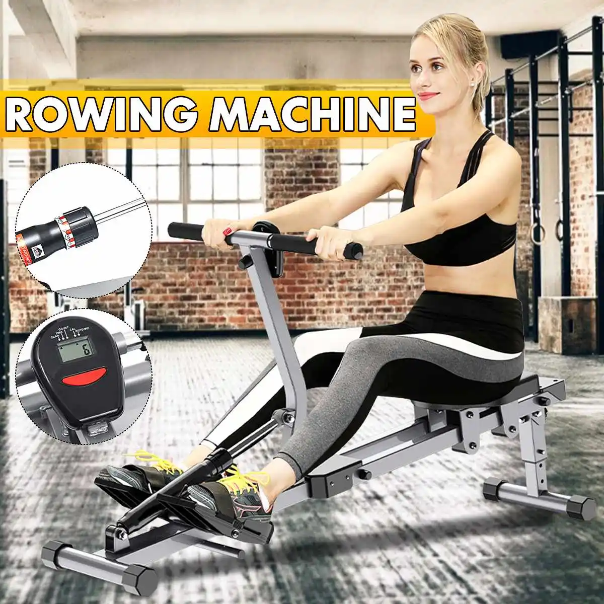 

12 Level Foldable Fitness Rowing Machine Indoor Sport Exercise Abdominal Muscle Trainer Home Gym Rowe Workout Fitness Equipment
