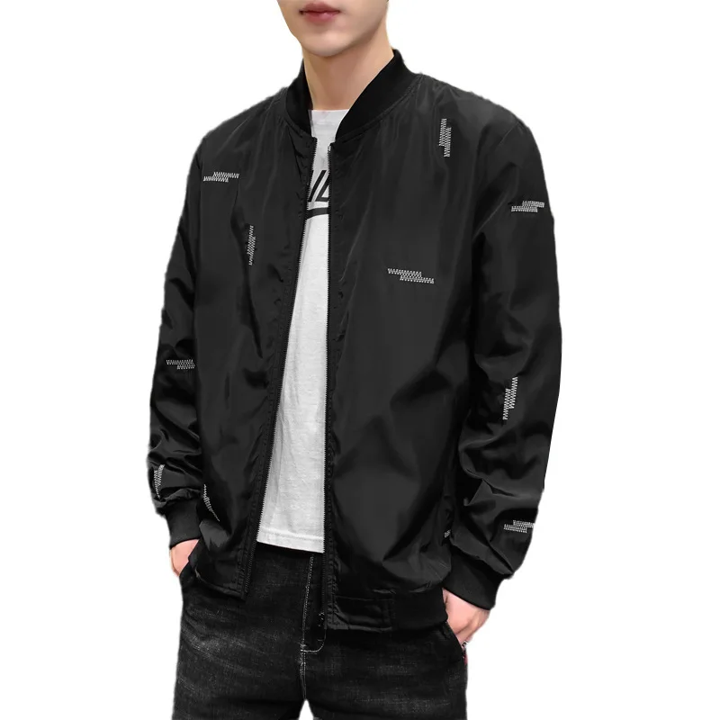 

2021 new men's fashion leisure jacket youth baseball embroidery collar jacket