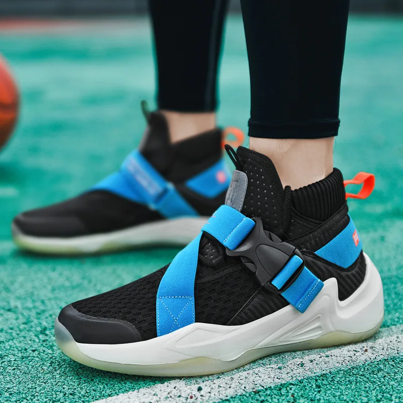 High top Buckle Strap Designer Basketball Shoes Men Streetball Culture Outdoor Sports Sneakers Men Breathable High Boots Basket