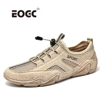 suede leather men shoes quality outdoor mesh men casual shoes loafers driving shoe handmade lace up flats shoes men