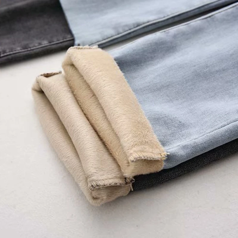 

Jeans Elastic High Waist Women Black Mom Jeans Velvet Straight Pants Tallas Grandes Mujer Spodnie Damskie Jeans