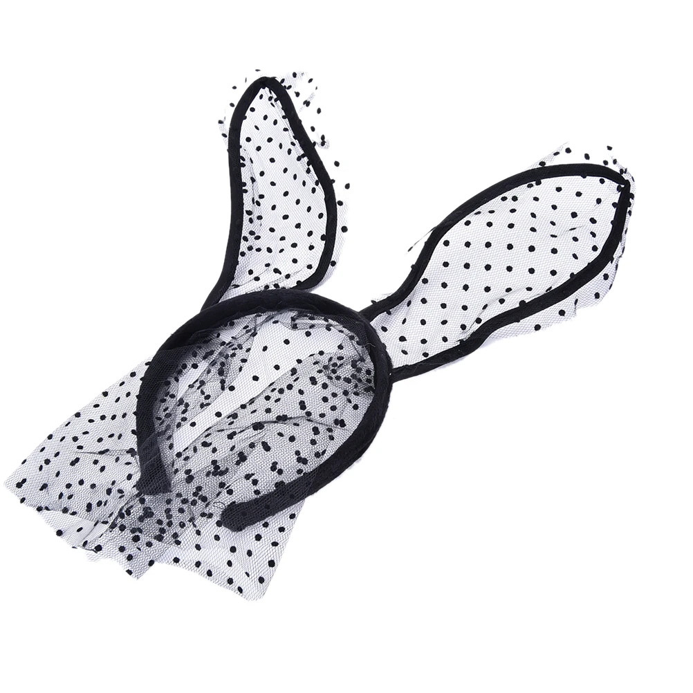 

Fashion Lace Rabbit Bunny Ears Women Girl Hairbands Veil Black Eye Mask Halloween Party Headwear Hair Accessories 1 Pc