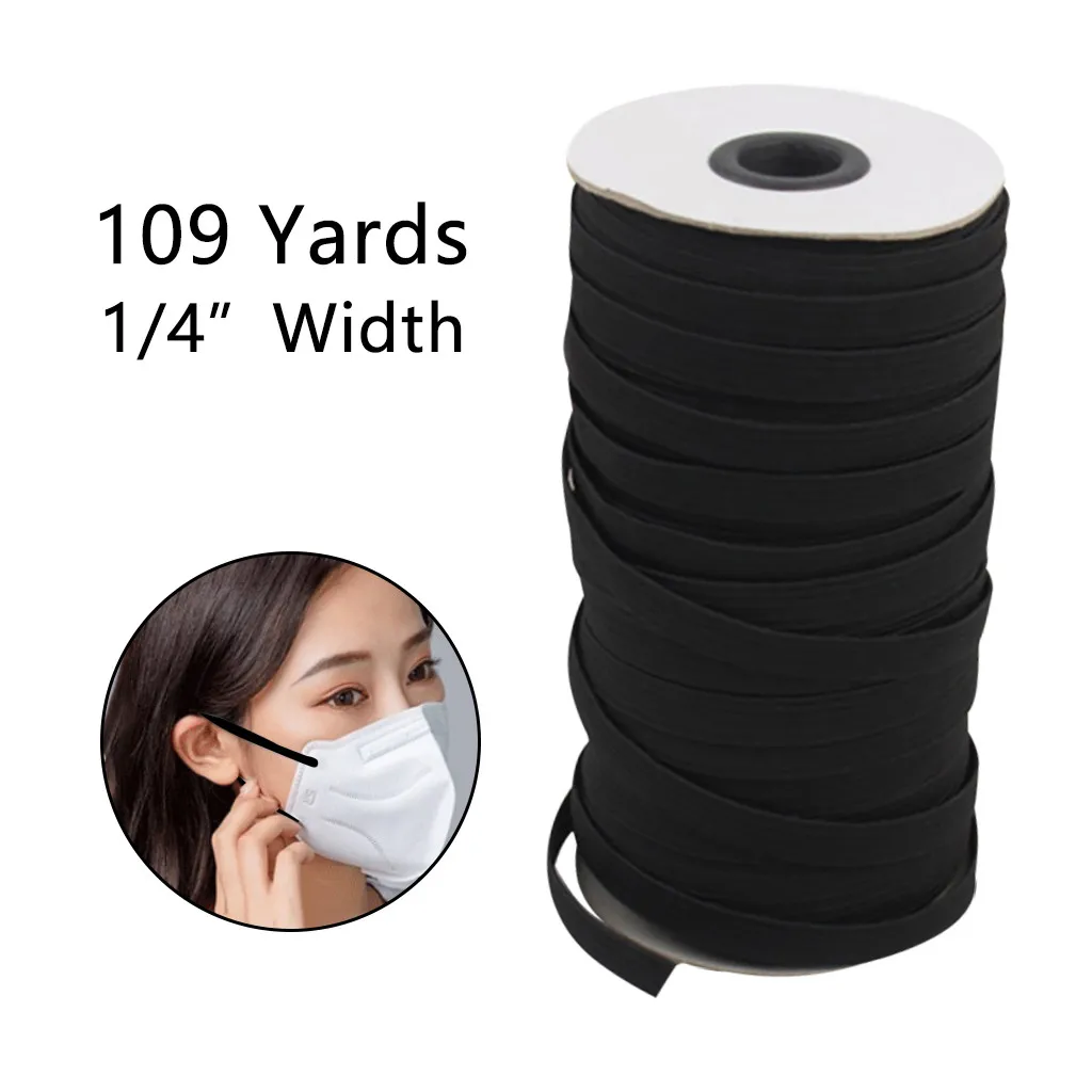 109 Yards Length Elastic Bands for Face Mask 1/4 Inch Width Cord Crafts Rope Elasticity Knit Band |