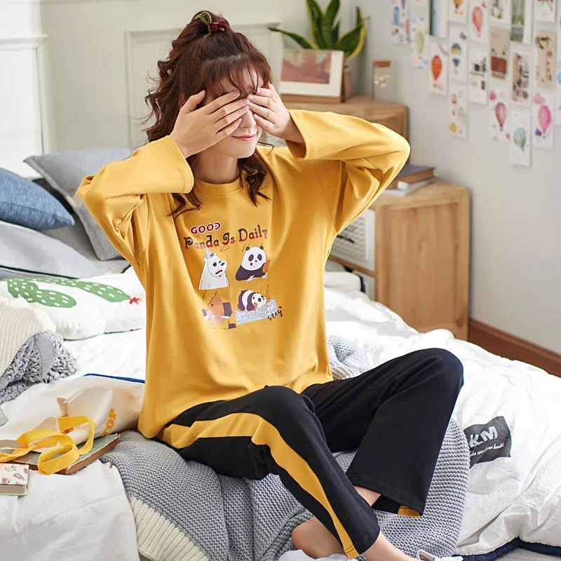 Комплект пижам из хлопка для пары пижама с длинными рукавами домашний костюм