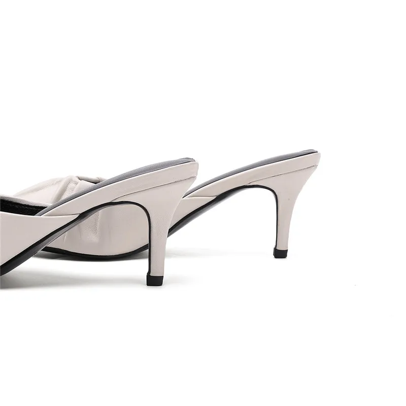 Женские мюли из натуральной кожи MORAZORA черные или белые однотонные на высоком