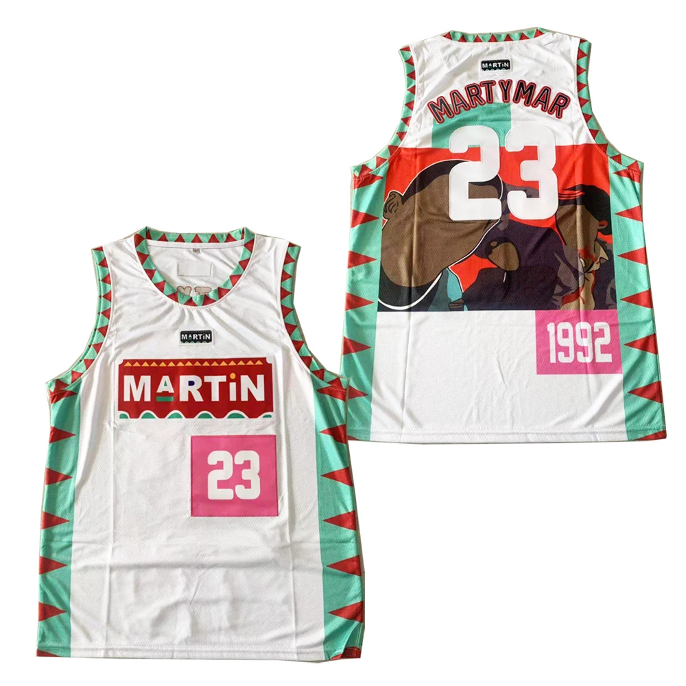 

BG MARTIN 23 MARTYMAR jersey Embroidery sewing Outdoor sportswear Hip-hop culture movie white summer basketball jerseys