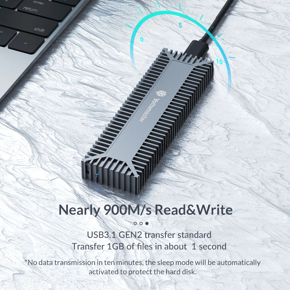 Yottamaster Aluminum M.2 NVMe SSD Enclosure Adapter USB 3.1 Gen 2 (10 Gbps) SSD External Enclosure for M.2 PCI-E NVMe SSD-[SO1]