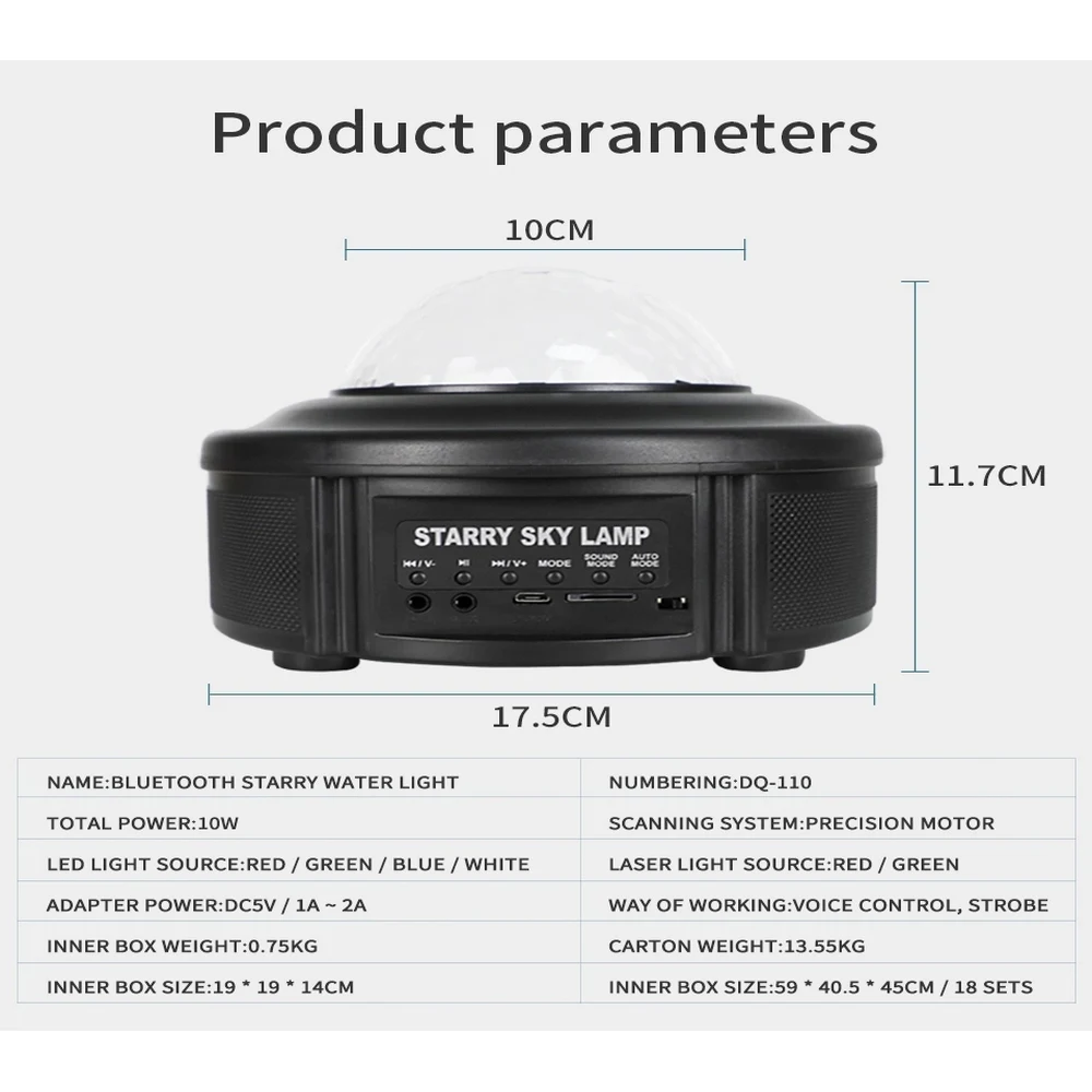 Проекция ночной лампы Романтический свет дистанционное управление Bluetooth tf карта
