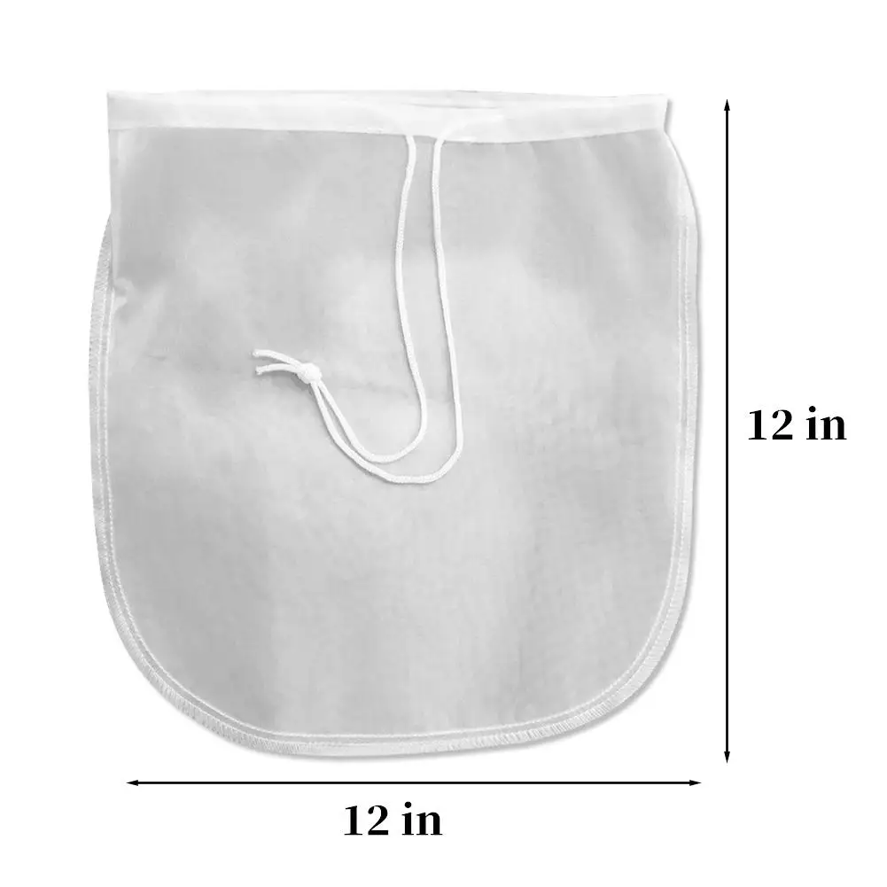 

12 Inches Nylon Nut Milk Bag Reusable Soybean Milk Filter Bag Thick Food Strainer Mesh Bag For Cold Brew Coffee Filtering