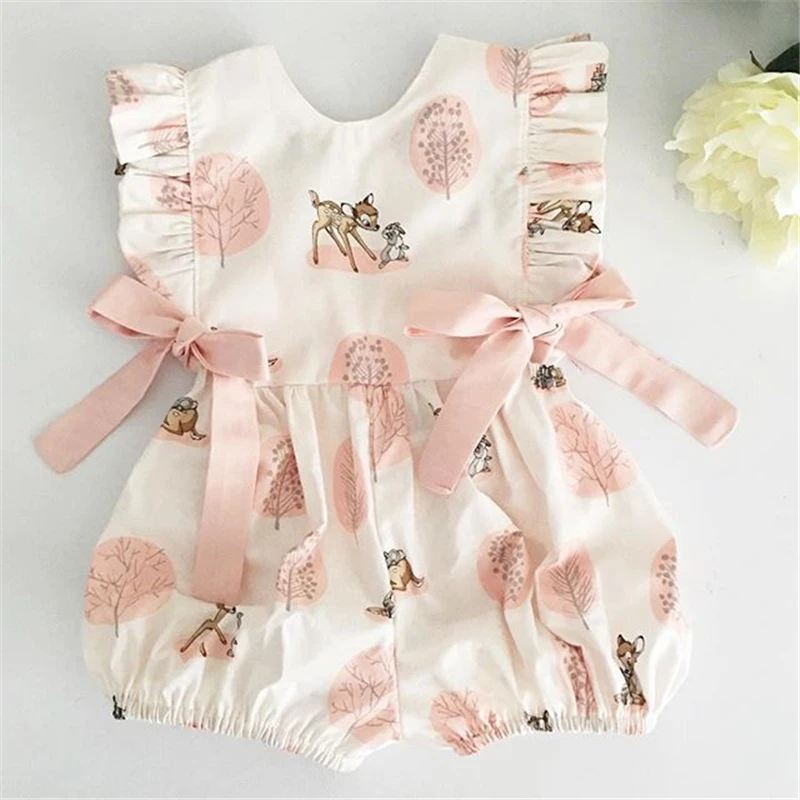 

Cute Baby Girl Romper Deer Flower Cotton Soft Playsuit Jumpsuit for Newborn Infant Clothes Summer Fashion Clothing for 0-24M