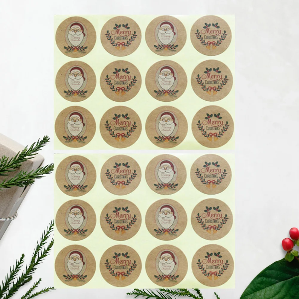 

24Pcs Christmas Baking Sealing Sticker Adhesive Round Christmas Themed Decals Decoration for Cookies Bag Gift Box Packaging