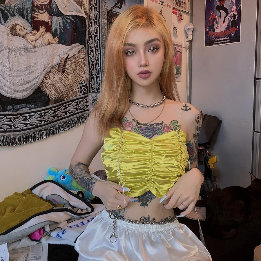 Weirdgirl женские складные модные сексуальные топы на бретелях без рукавов тонкие Женские однотонные Топы эластичные мягкие вечерние летние каникулы Новинка