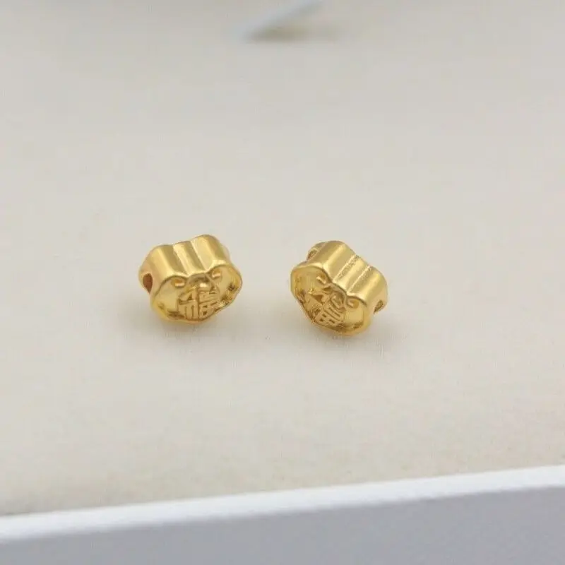 Real 24K Yellow Gold Lock Pendant 3D Craft Small Lucky Bead | Charms