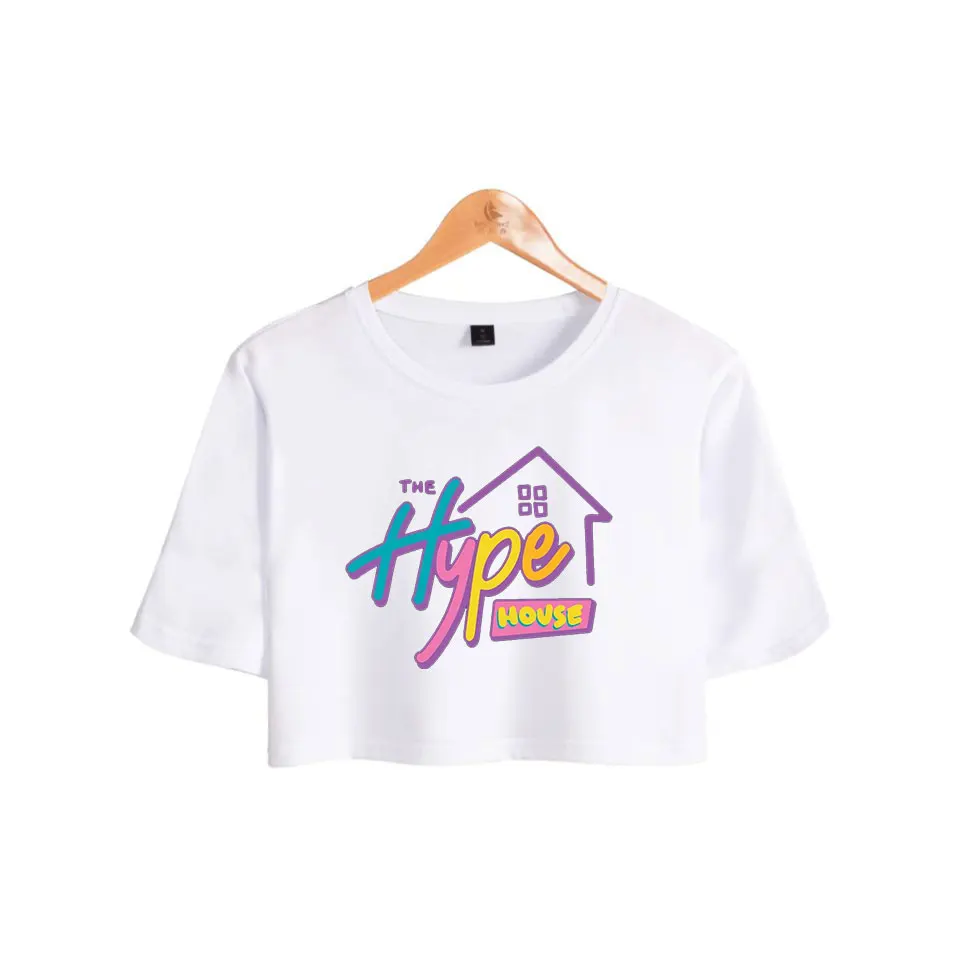 WAMNI The Hype House открытый пупок Tshrit Charli D'Amelio футболка унисекс оверсайз с круглым