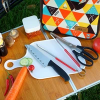outdoor portable cookware set stainless steel kitchen knife scissors clip cutting board camping picnic kitchenware storage bag