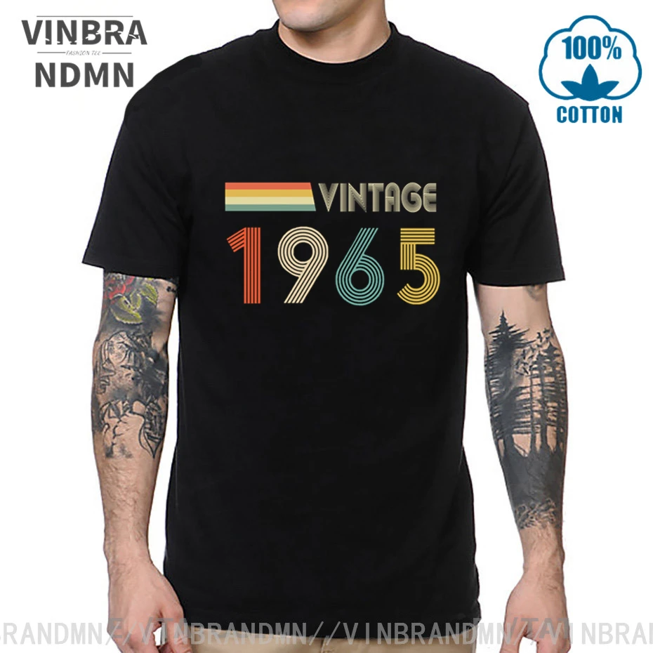 Модная Винтажная Футболка 1965 мужские топы на день рождения подарок отца футболка