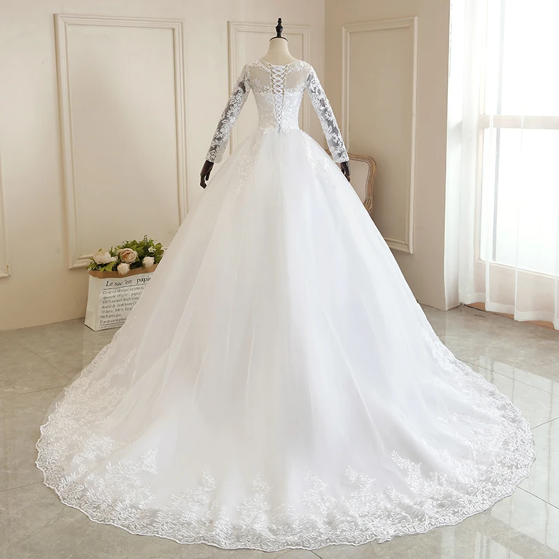 Vestido De Noiva 2021 белое свадебное платье с длинным рукавом и шлейфом роскошное