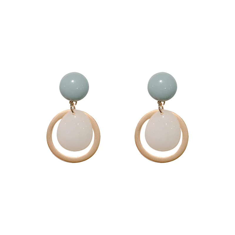 Woman Earrings Fashion Simple Drop Pendant Acrylic Metal Big Stone Women's Party Dating Jewelry Gifts | Украшения и