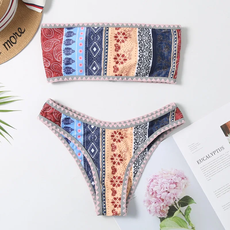 Бандо ванный комплект неоновое бикини купальный костюм сексуальный из двух