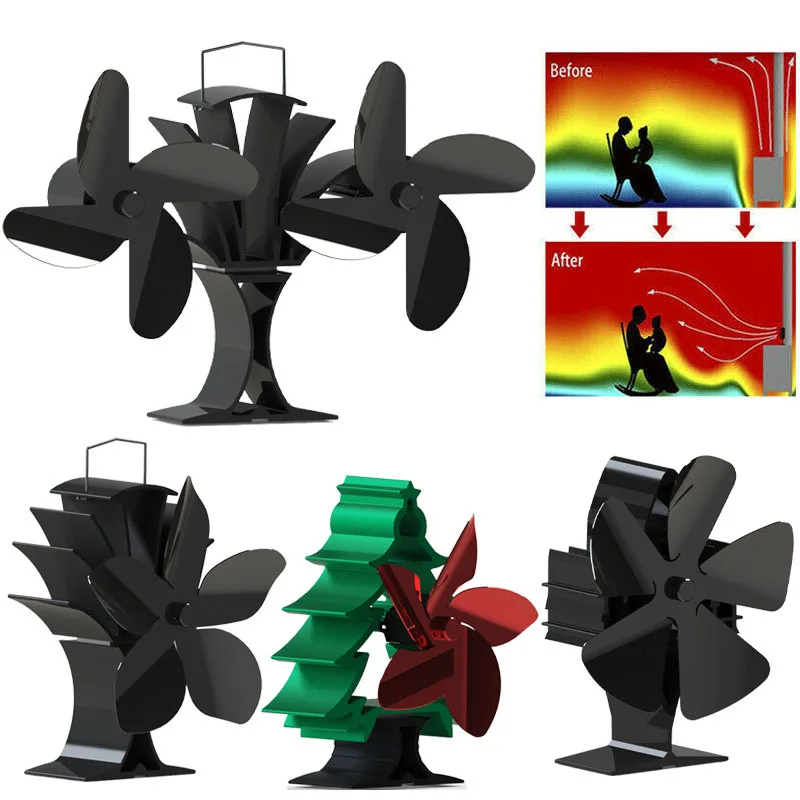 

Fireplace Fan 5/8 Blade Heat Powered Stove Fan komin Log Wood Burner Eco Friendly Quiet Fan Home Efficient Heat Distribution