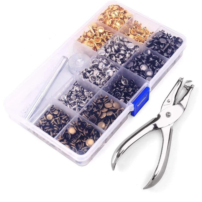 

480 Sets Of Leather Rivets Double Cap Rivet,Good Fixing Tool for Diy Leather Craft,Clothes,Shoes,Bags To Decoration